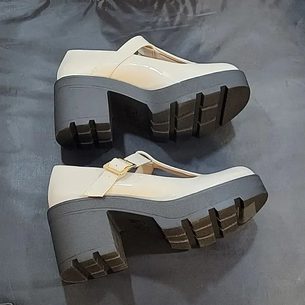BRAND NEW CHASE+C WOMEN’S ROUND TOE T-STRAP BLOCK HEEL SHOE G1